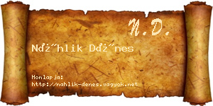 Náhlik Dénes névjegykártya
